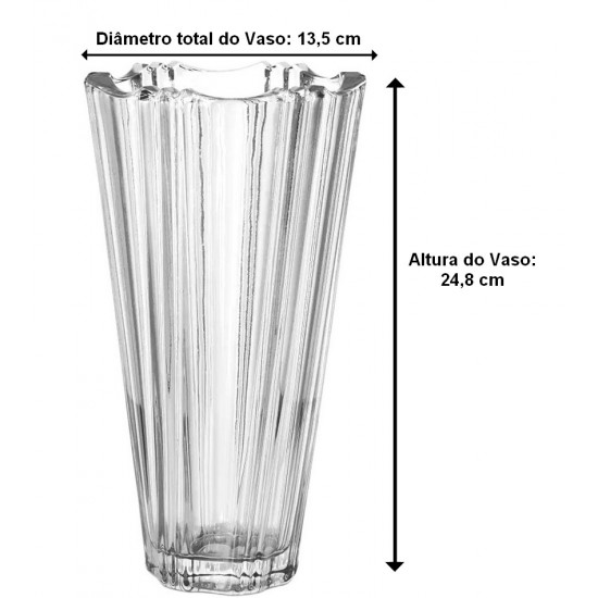 Vaso Grid 24,8cm Por 13,5cm Diâmetro em Cristal Ecológico Delisoga